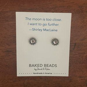 Baked Beads Silver Earrings